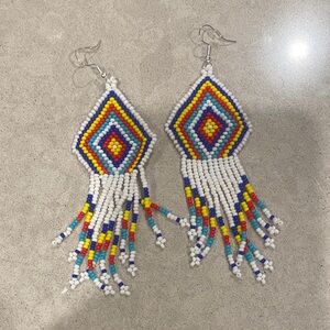 Colorful Beaded Fringe Earrings